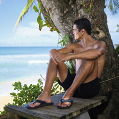 Ki‘i Men’s Water Ready Beach Sandals - Lava Rock / Bold Blue | OluKai Men