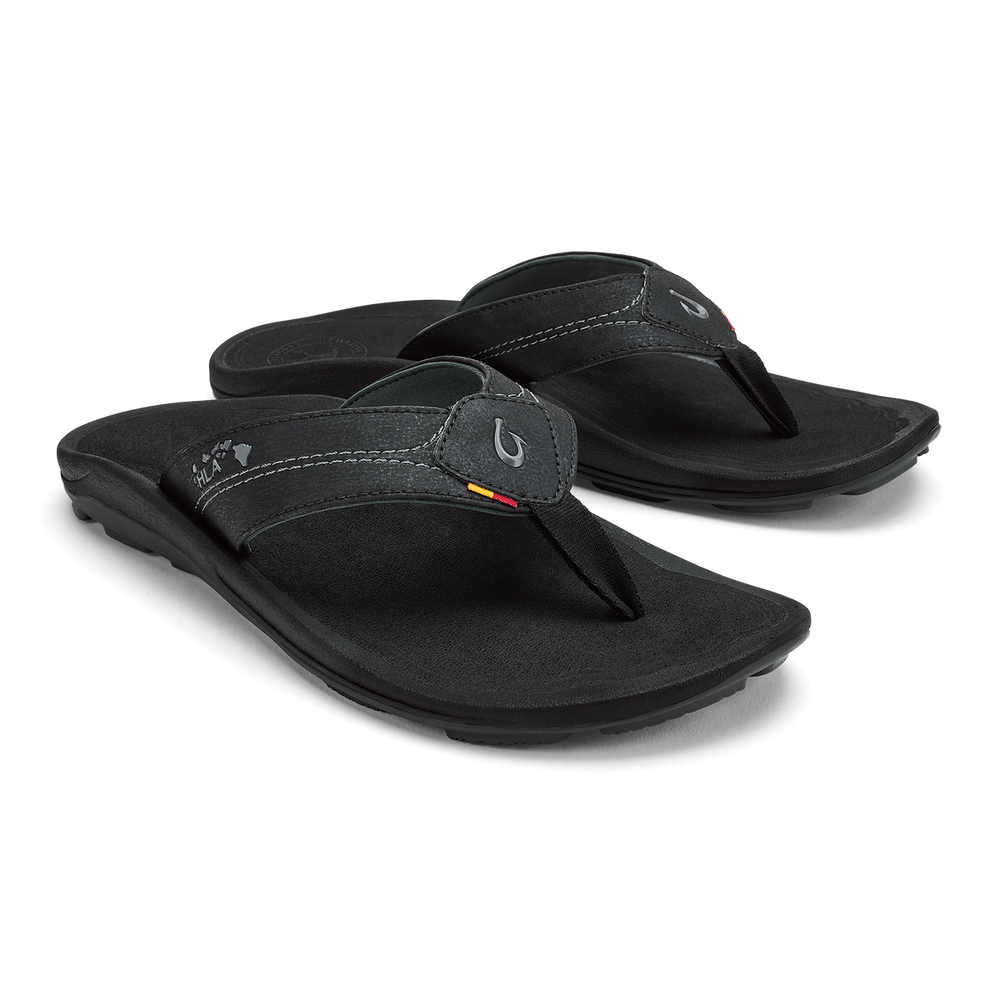 Kīpī Men’s Comfortable Beach Sandals - Black | OluKai Men