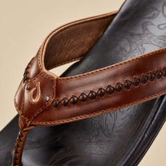 Mea Ola Men's Leather Sandals - Tan / Dark Java | OluKai Men