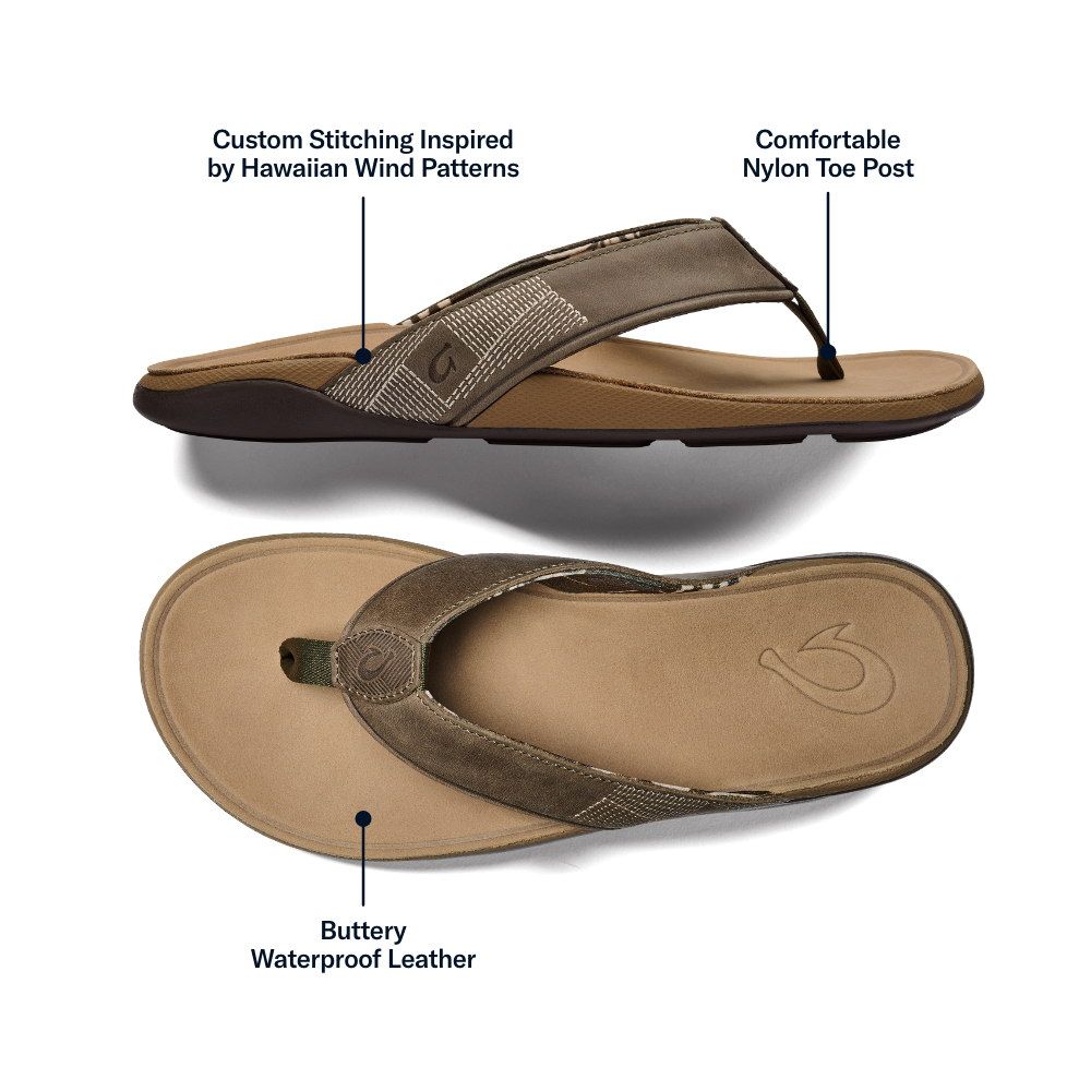 Tuahine Men's Waterproof Leather Beach Sandals - Hunter | OluKai Men