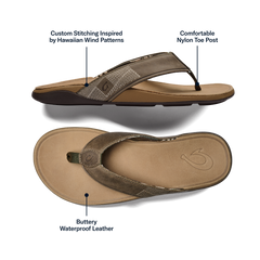 Tuahine Men's Waterproof Leather Beach Sandals - Hunter | OluKai Men