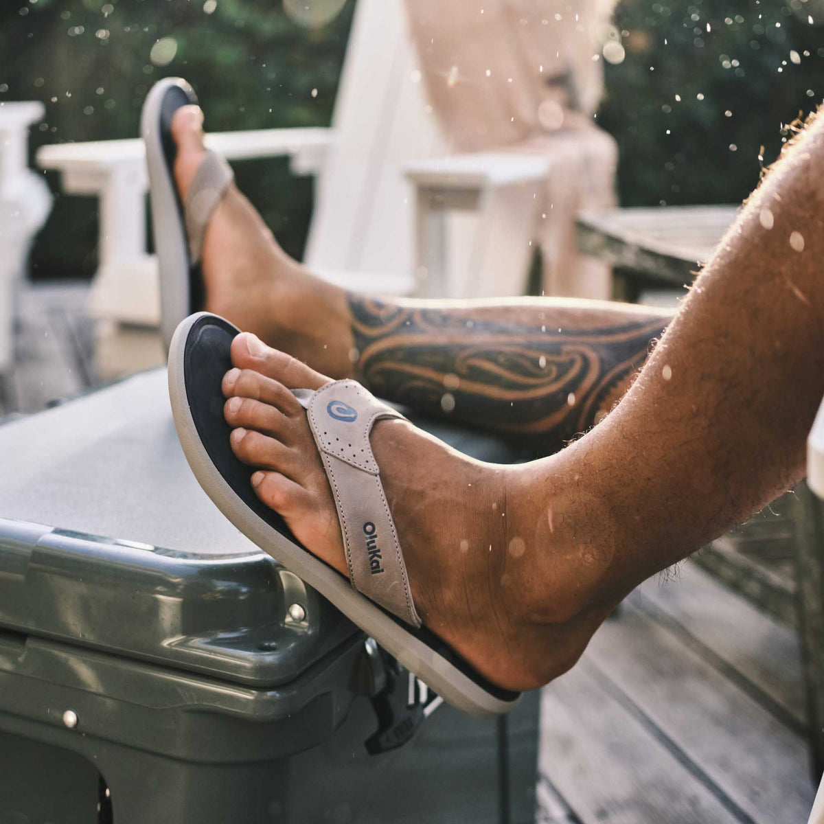 Pili Men’s Waterproof Leather Sandals - Ash / Mood Indigo | OluKai Men