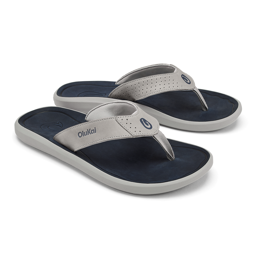 Pili Men’s Waterproof Leather Sandals - Ash / Mood Indigo | OluKai Men