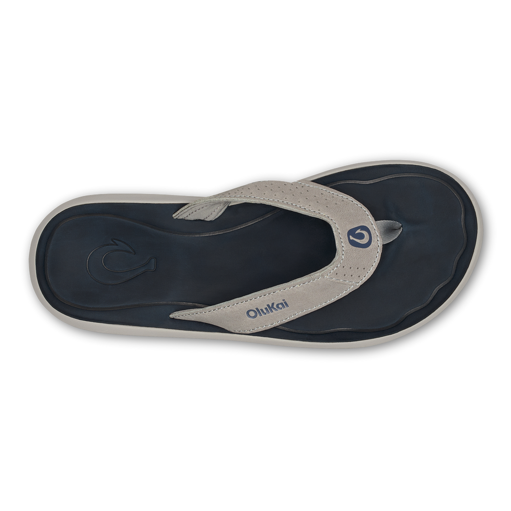 Pili Men’s Waterproof Leather Sandals - Ash / Mood Indigo | OluKai Men