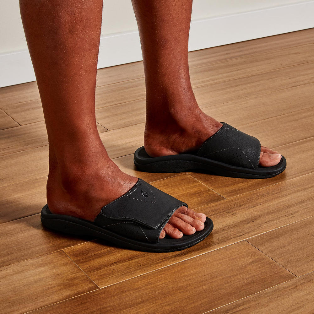 Nalu Slide Men's Beach Slide Sandals - Black | OluKai Men