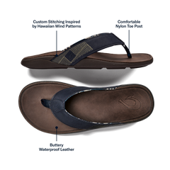 Tuahine Men's Waterproof Leather Beach Sandals - Trench Blue | OluKai Men