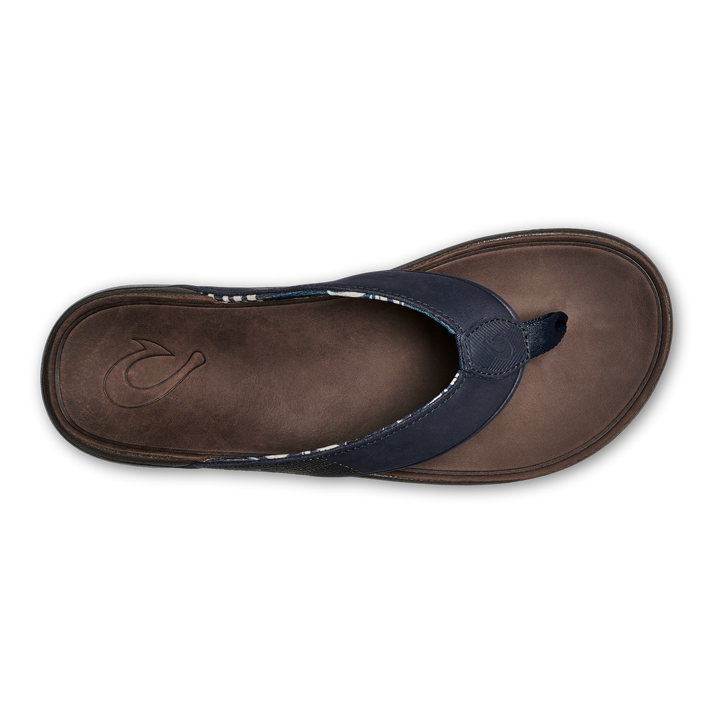 Tuahine Men's Waterproof Leather Beach Sandals - Trench Blue | OluKai Men
