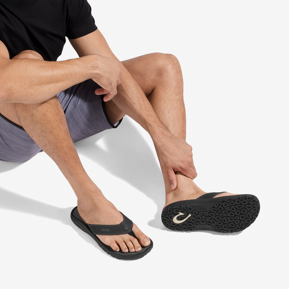 OluKai ‘Ohana - Black / Dark Shadow | Men's Beach Sandals | OluKai Men