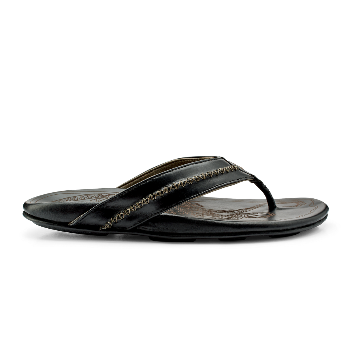 OluKai Mea Ola - Black | Men's Leather Beach Sandals | OluKai Men