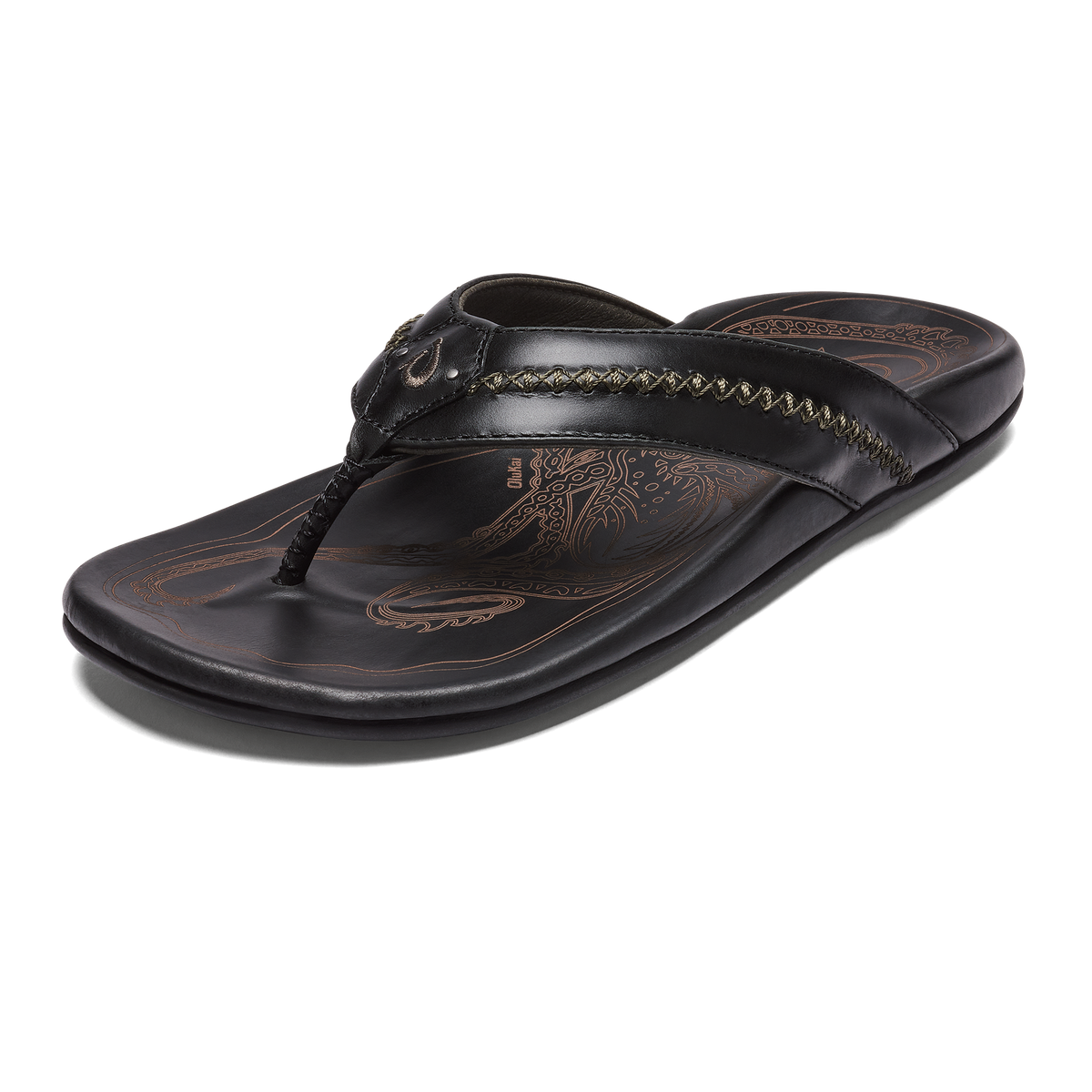 OluKai Mea Ola - Black | Men's Leather Beach Sandals | OluKai Men