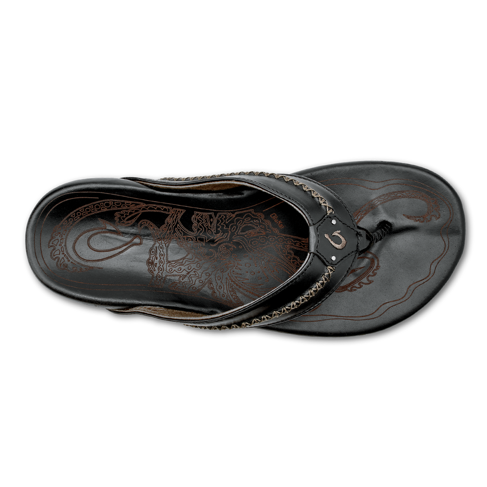 OluKai Mea Ola - Black | Men's Leather Beach Sandals | OluKai Men