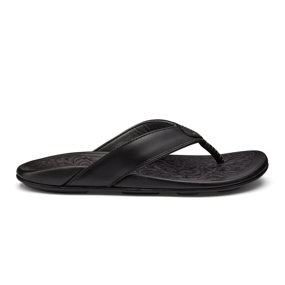 Mekila Men's Full-Grain Leather Beach Sandals - Black | OluKai Men