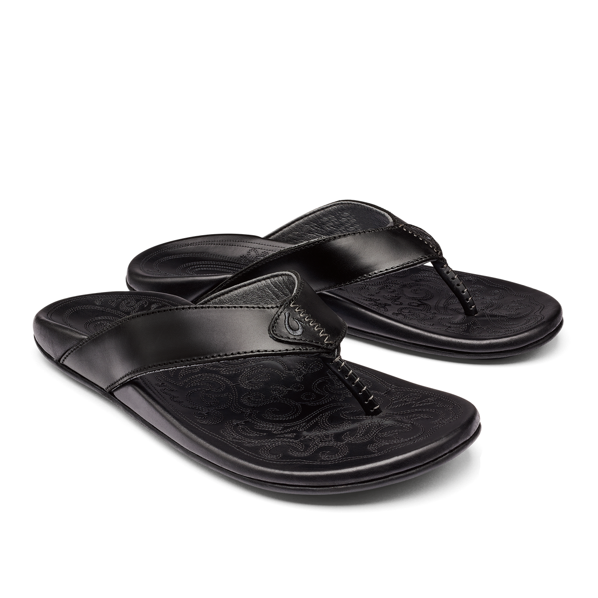 Mekila Men's Full-Grain Leather Beach Sandals - Black | OluKai Men