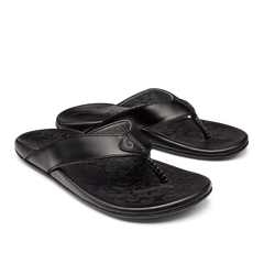 Mekila Men's Full-Grain Leather Beach Sandals - Black | OluKai Men