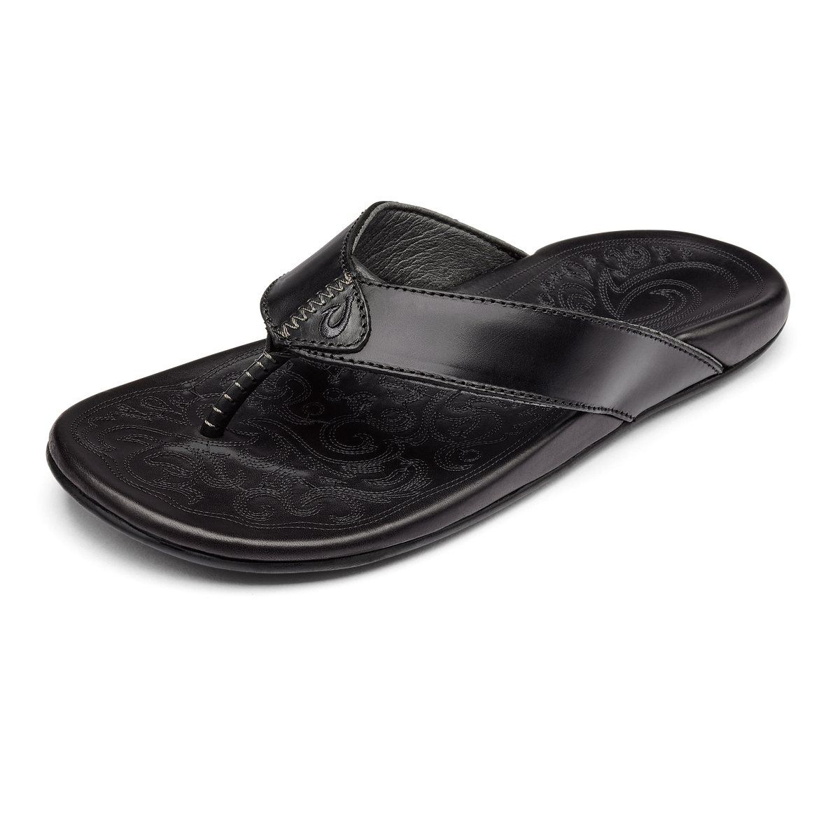 Mekila Men's Full-Grain Leather Beach Sandals - Black | OluKai Men