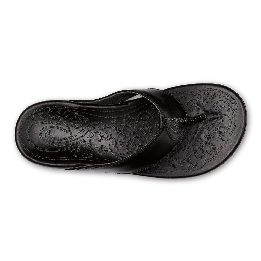 Mekila Men's Full-Grain Leather Beach Sandals - Black | OluKai Men