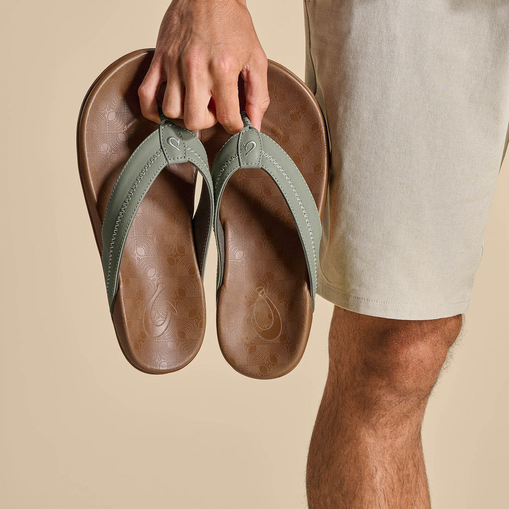 Hiapo - Odyssey Grey / Sahara Men’s Leather Beach Sandals | OluKai Men