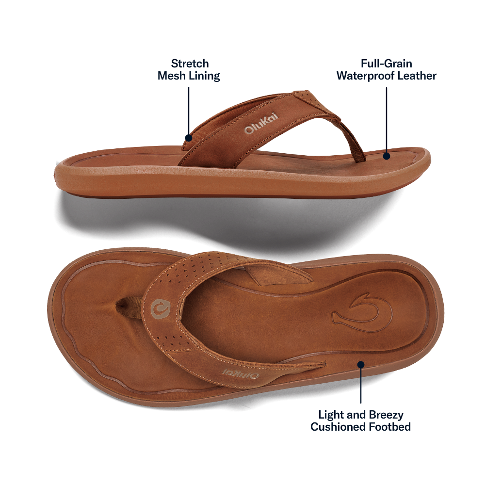Pili Men’s Waterproof Leather Sandals - Fox | OluKai Men