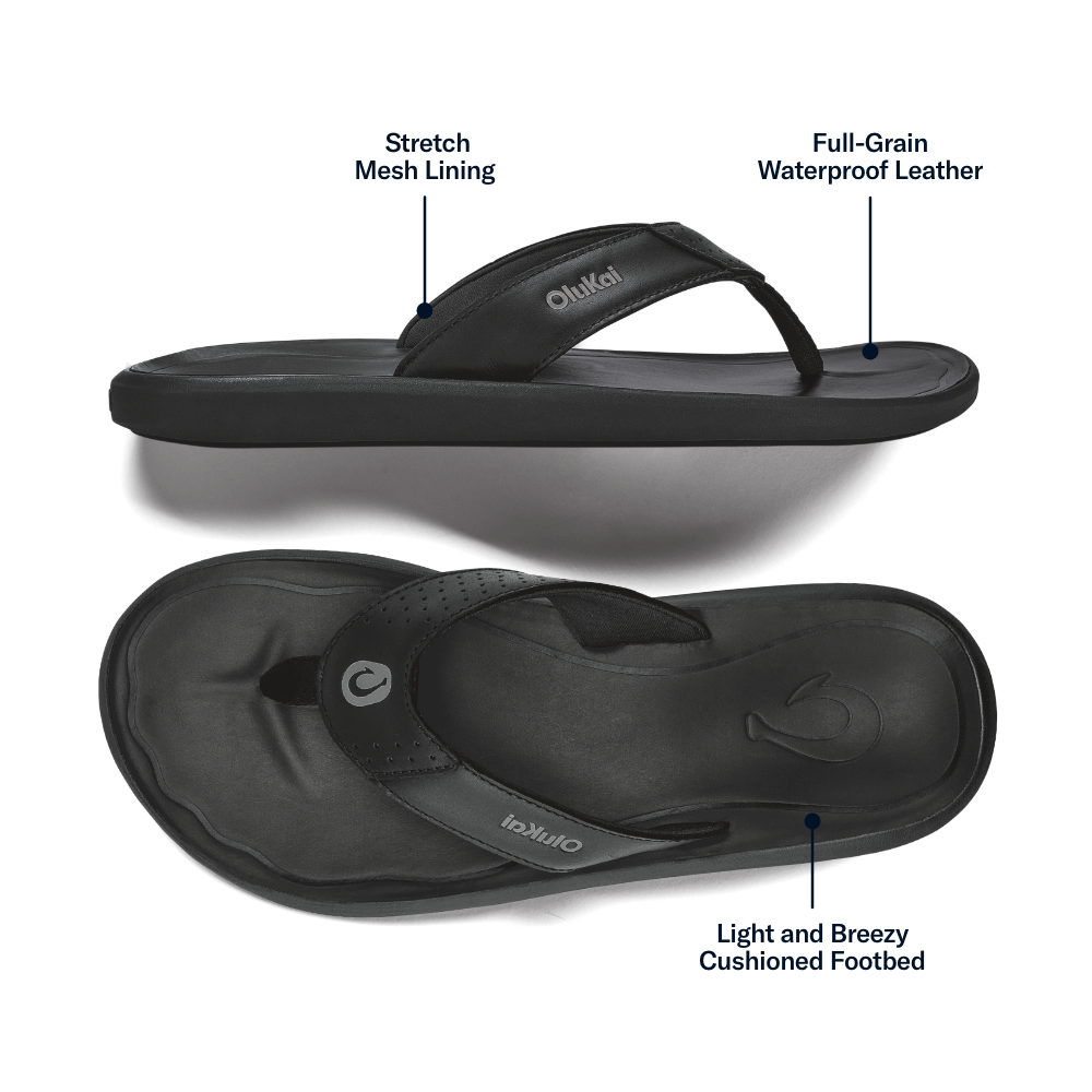 Pili Men’s Waterproof Leather Sandals - Lava Rock | OluKai Men