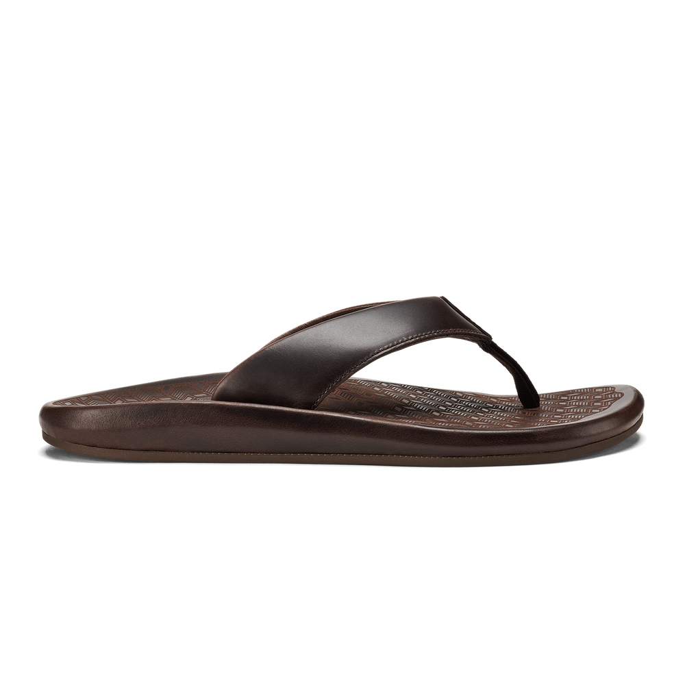 ‘Ilikai Men‘s Leather Beach Sandals - Dark Wood | OluKai Men