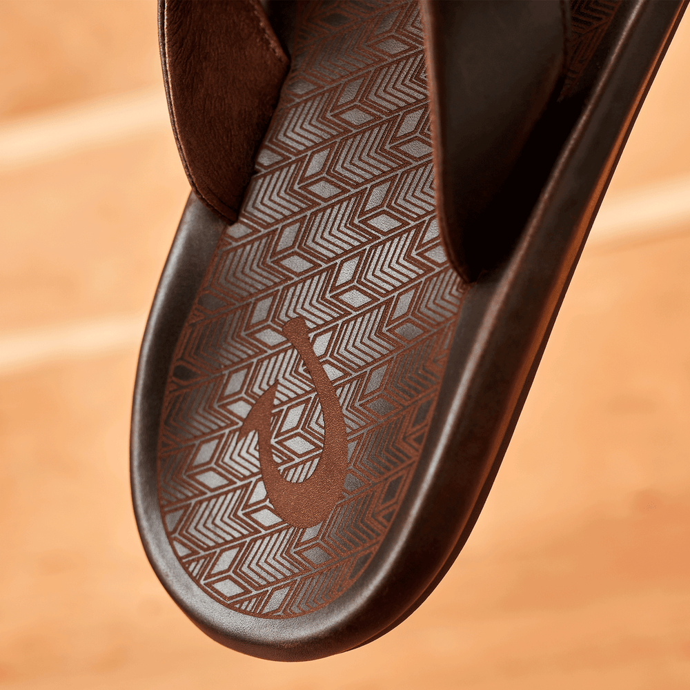 ‘Ilikai Men‘s Leather Beach Sandals - Dark Wood | OluKai Men