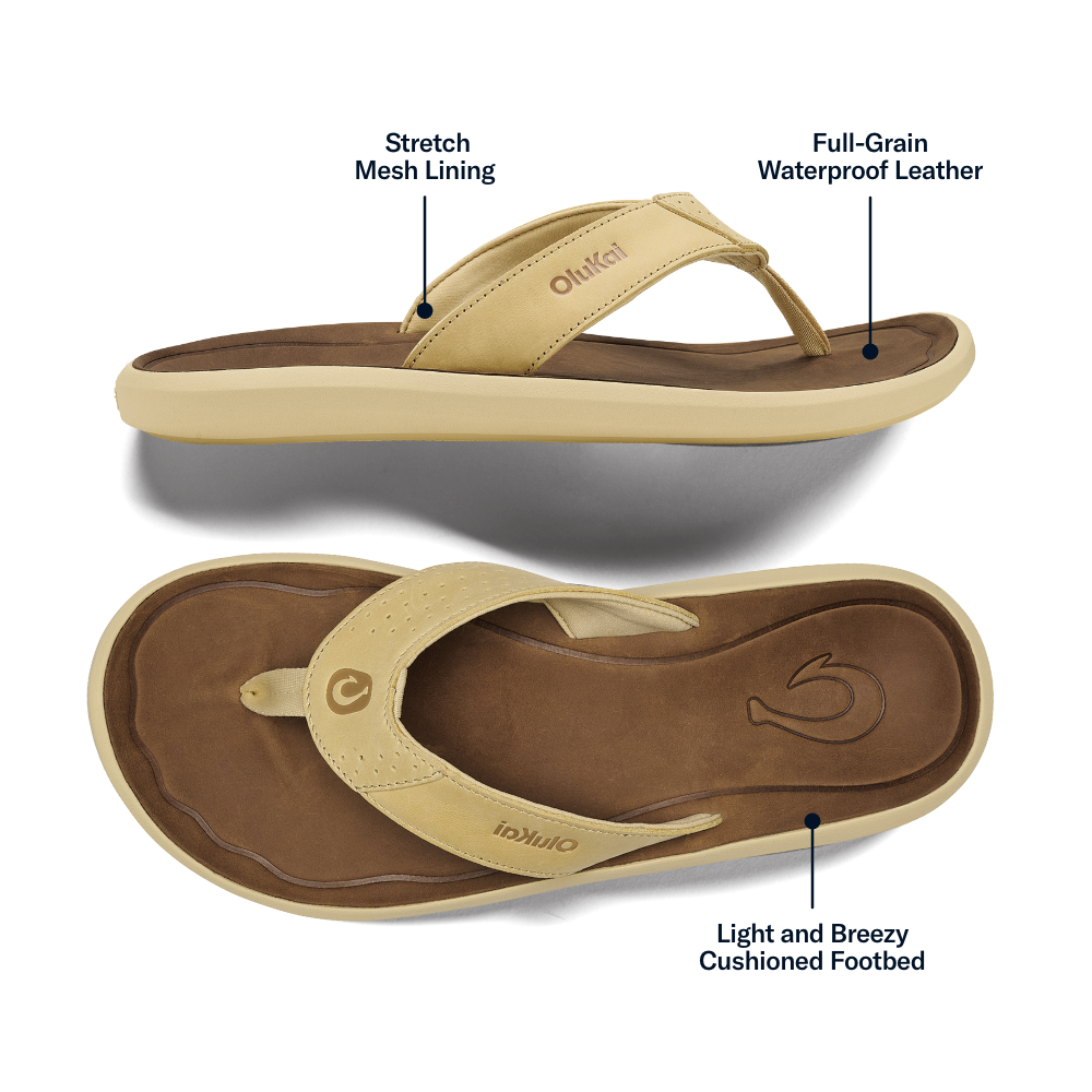 Pili Men’s Waterproof Leather Sandals - Toasted Coconut / Tan | OluKai Men