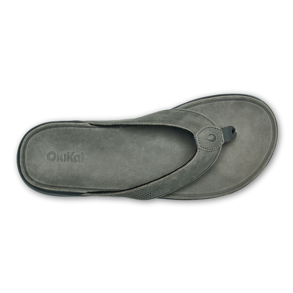 Tuahine Men's Waterproof Leather Beach Sandals - Rock | OluKai Men