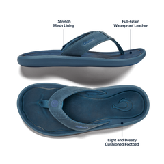 Pili Men’s Waterproof Leather Sandals - Blue Fog / Coastal Blue | OluKai Men