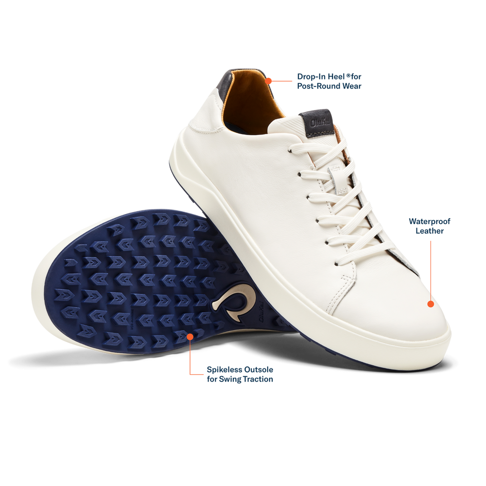 Wai‘alae Men’s Waterproof Leather Golf Shoes - White | OluKai Men