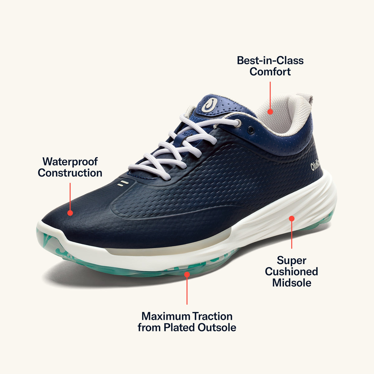 Mākena Men’s Waterproof Golf Shoes - Mood Indigo | OluKai Men