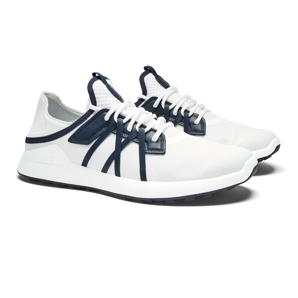 Manele Men’s Breathable Golf Shoes - Bright White / Mood Indigo | OluKai Men