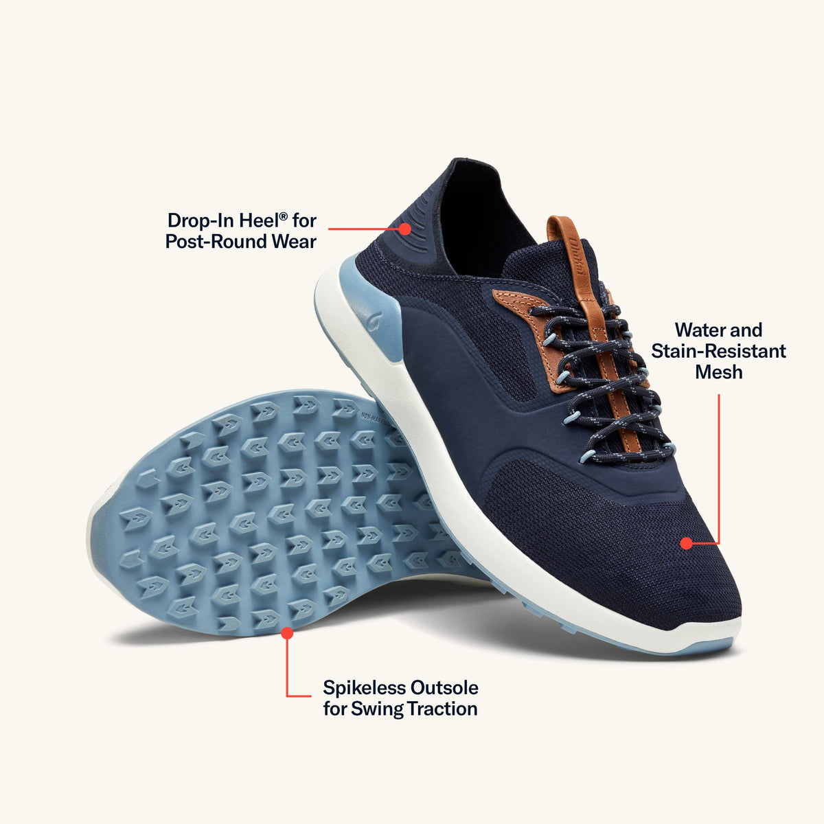 OluKai Kā‘anapali Men’s Golf Shoe - Trench Blue / Sea Ice | OluKai Men