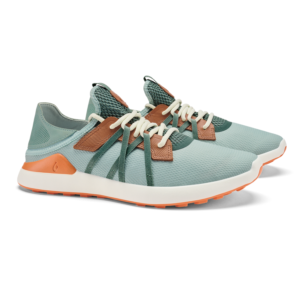 Manele Men’s Breathable Golf Shoes - Pale Moss / Molten Orange | OluKai Men