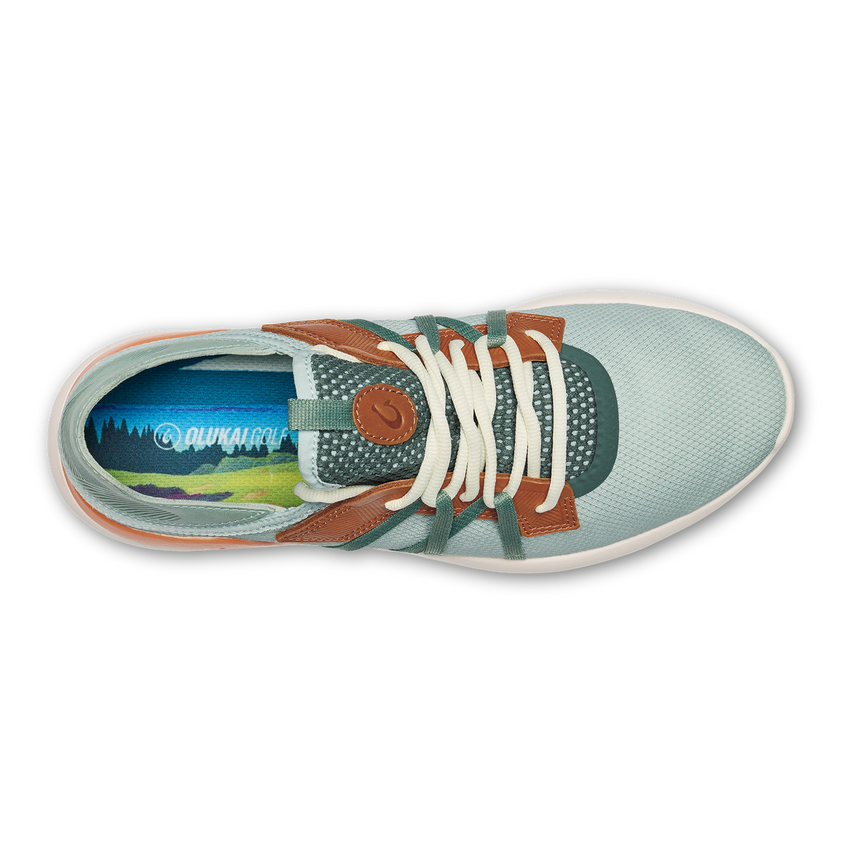Manele Men’s Breathable Golf Shoes - Pale Moss / Molten Orange | OluKai Men