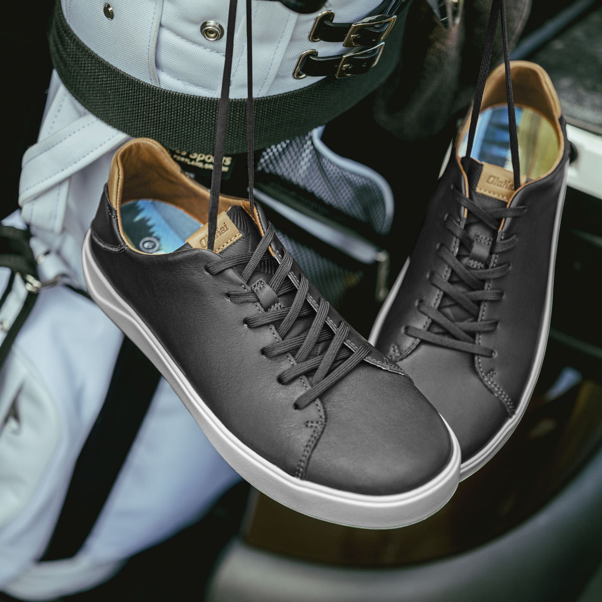 Wai‘alae Men’s Waterproof Leather Golf Shoes - Black | OluKai Men