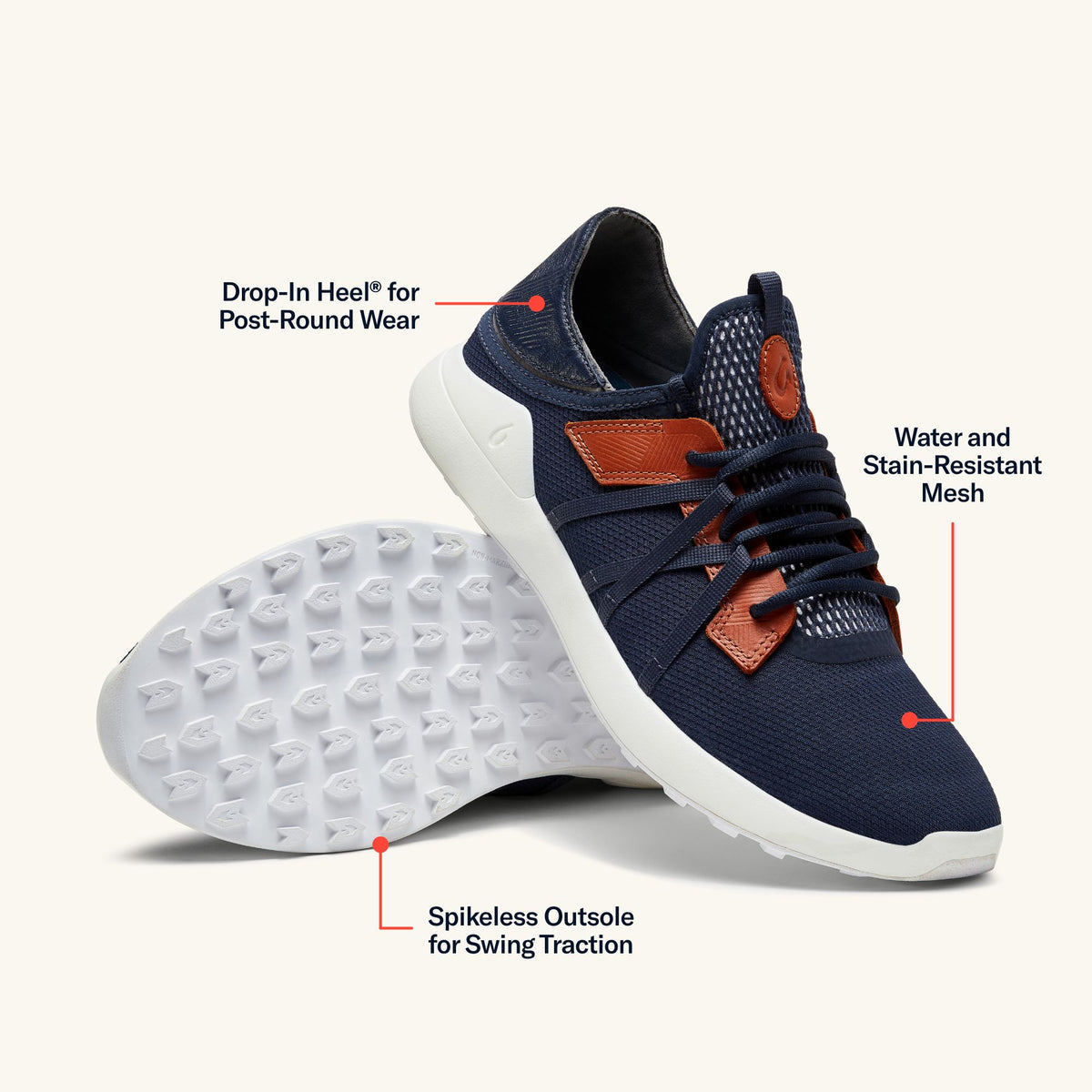 Manele Men’s Breathable Golf Shoes - Trench Blue | OluKai Men