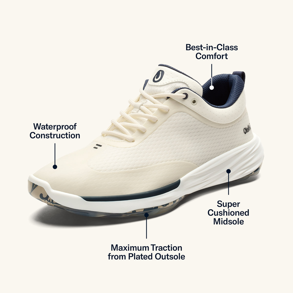 Mākena Men’s Waterproof Golf Shoes - White Sand | OluKai Men