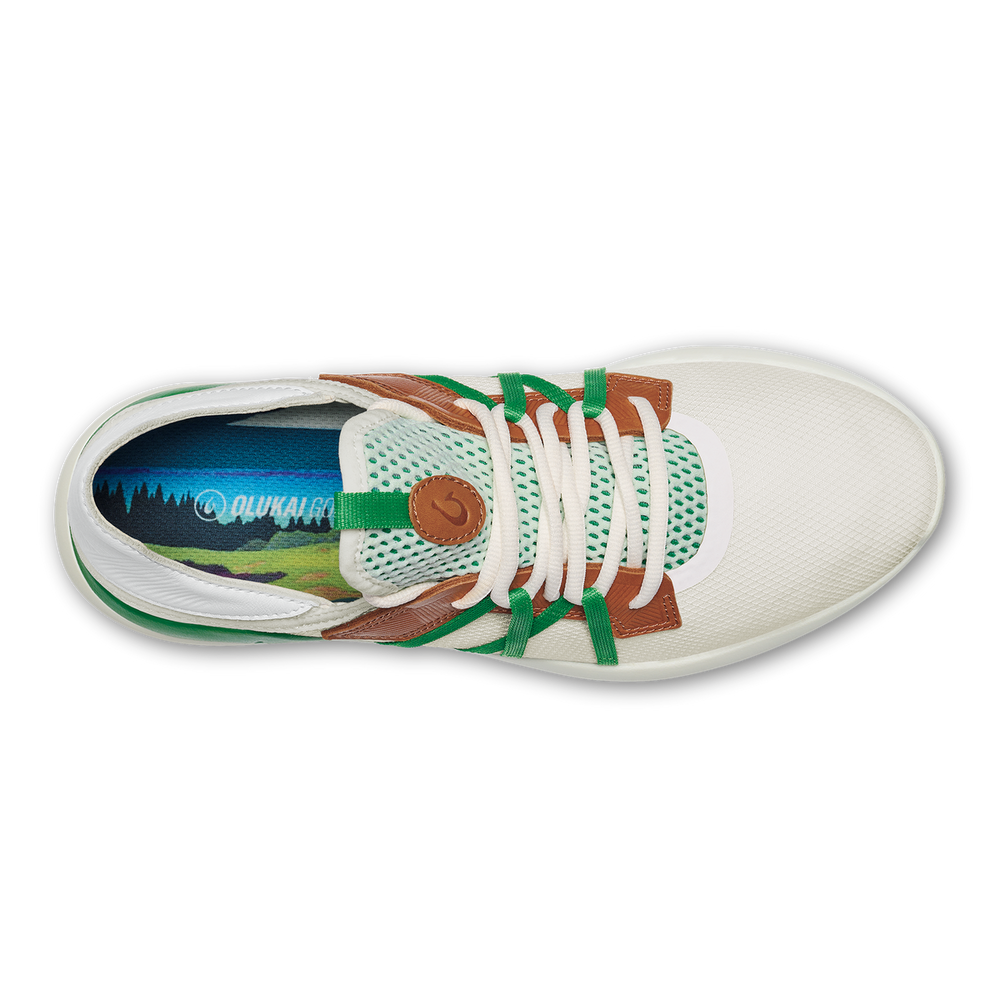 Manele Men’s Breathable Golf Shoes - White / Bamboo | OluKai Men