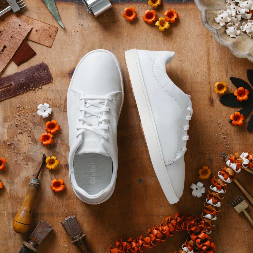 Pehuea Lī ‘Ili Women's Leather Sneakers - White | OluKai Women
