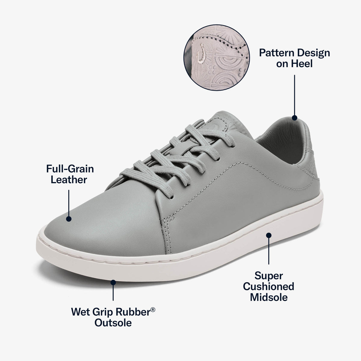 Pehuea Lī ‘Ili Women's Leather Sneakers - Ash | OluKai Women