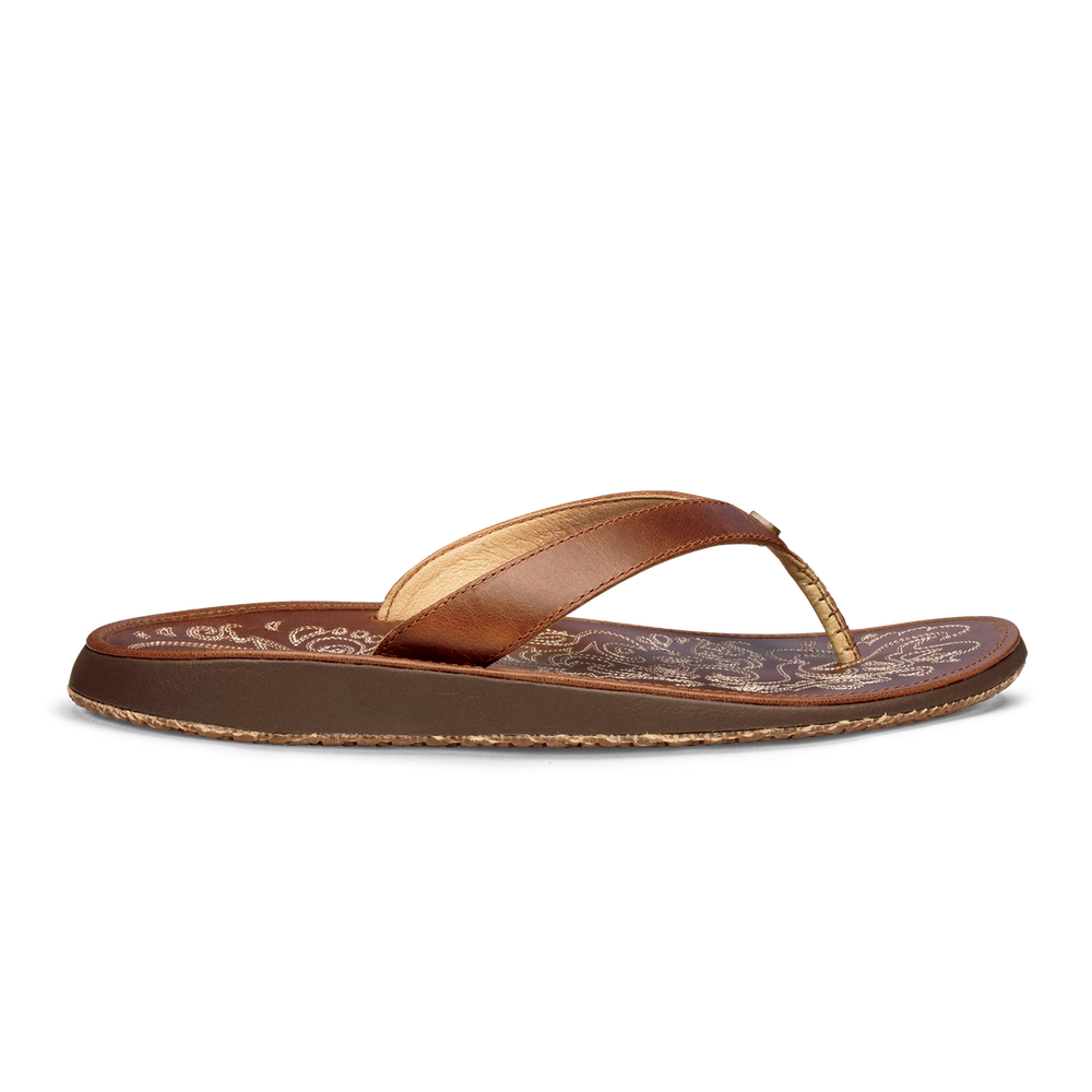 Paniolo Women’s Leather Beach Flip Flops - Natural | OluKai Women