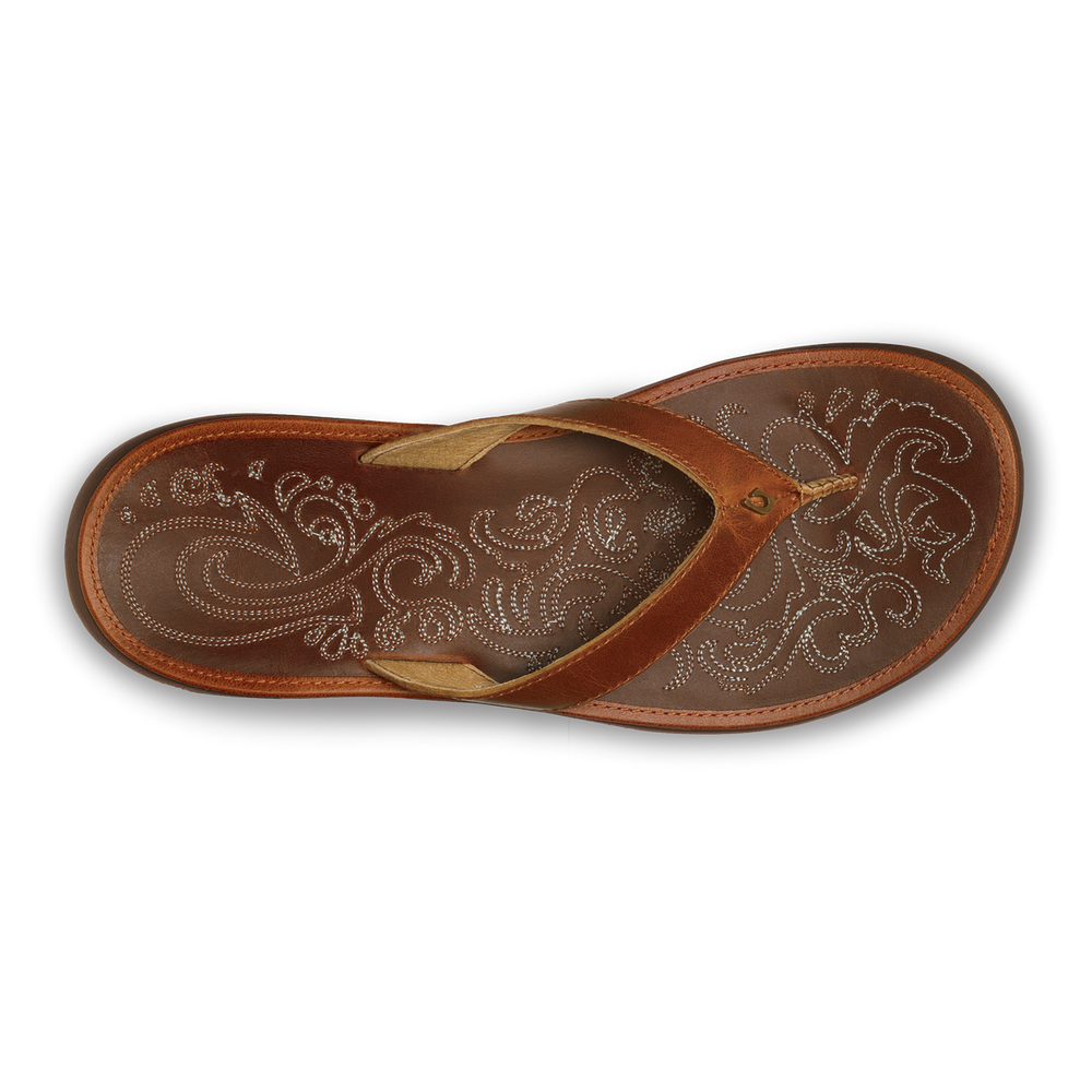 Paniolo Women’s Leather Beach Flip Flops - Natural | OluKai Women