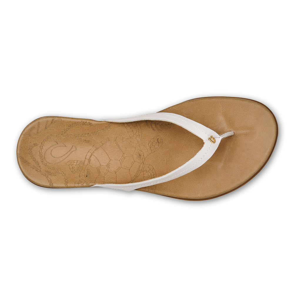 Honu Women’s Leather Sandals - Bright White / Golden Sand | OluKai Women