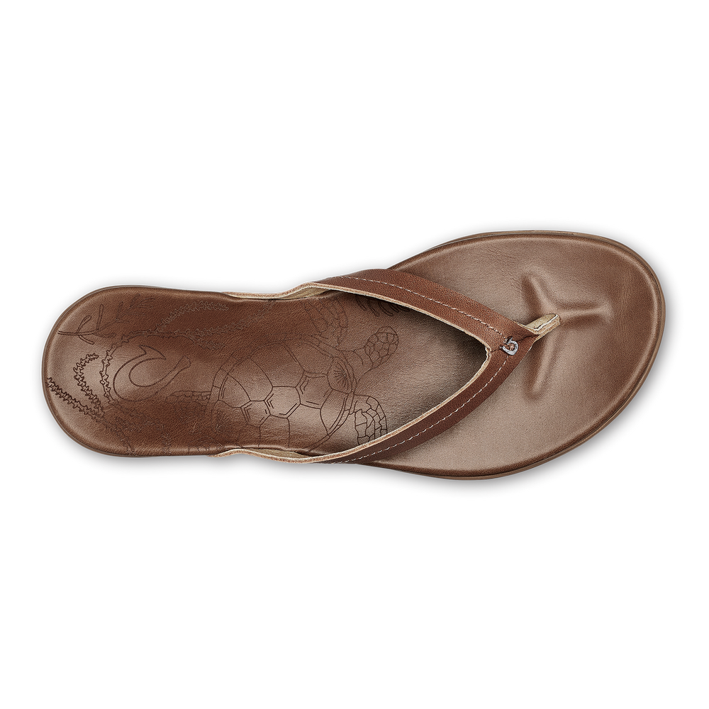 Honu Women’s Leather Beach Sandals - Tan | OluKai Women
