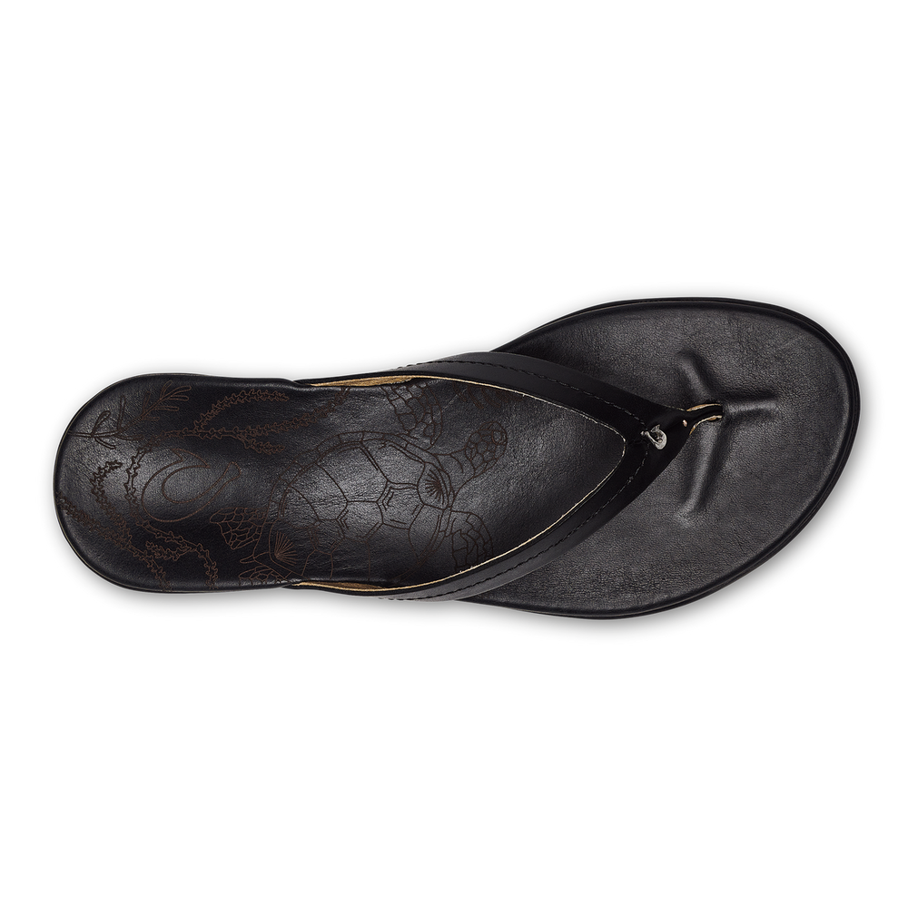 Honu Women’s Leather Beach Sandals - Black | OluKai Women