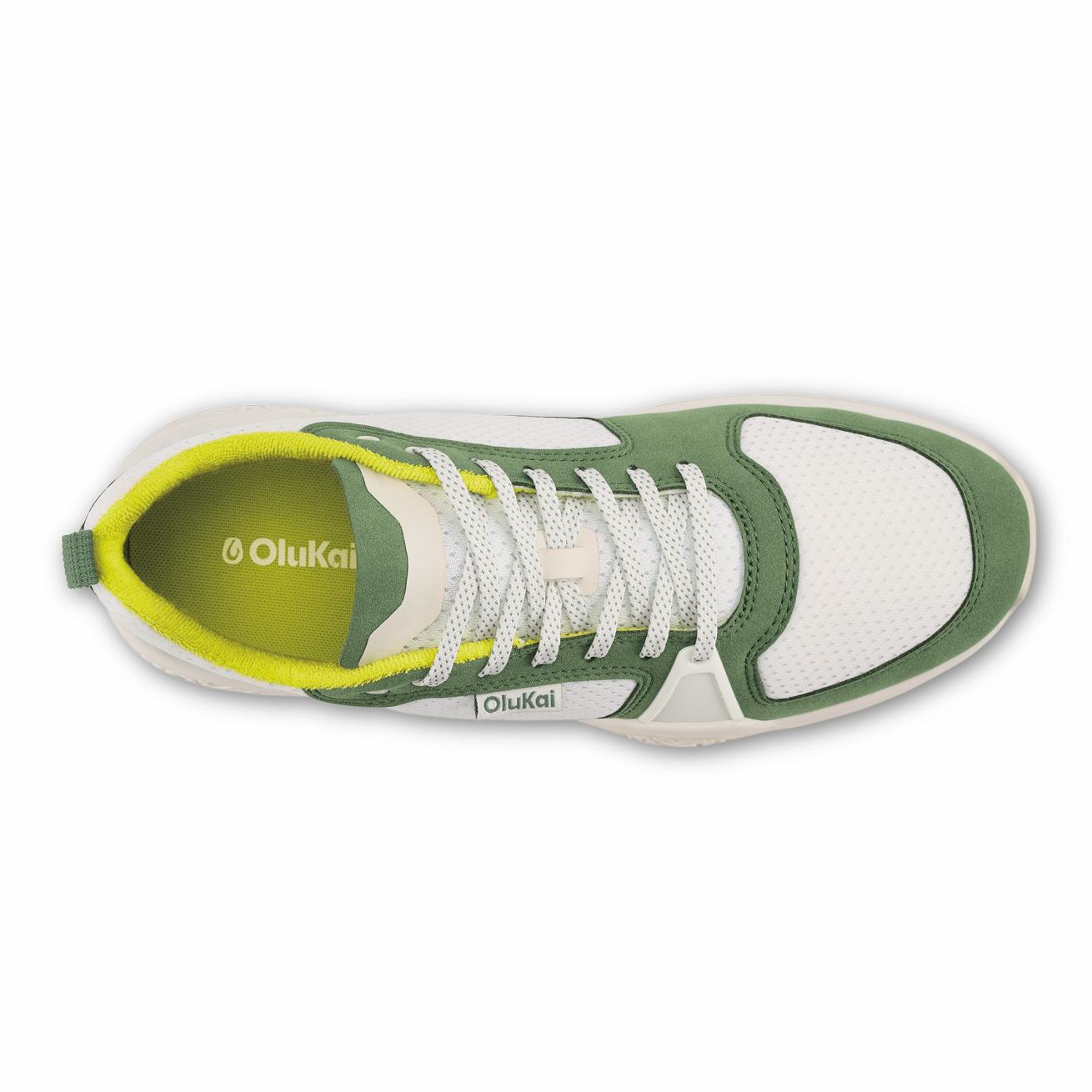 Olukai ‘Anau Pickleball Shoes - Bright White / Leaf | Men Court