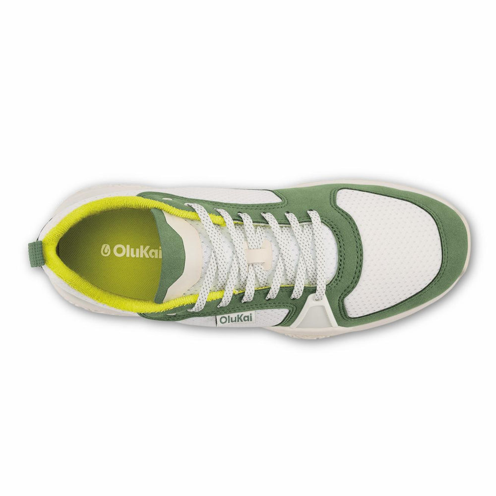 Olukai ‘Anau Pickleball Shoes - Bright White / Leaf | Men Court