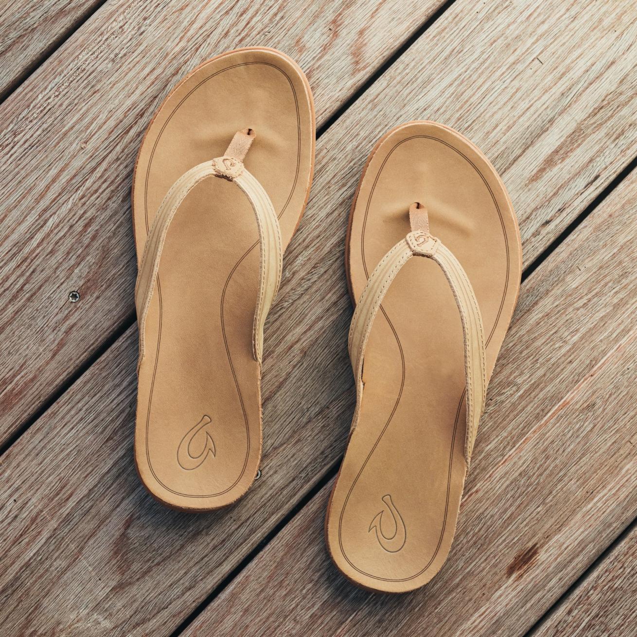 Olukai ‘Aukai Leather Beach Sandals - Tan | Women Leather