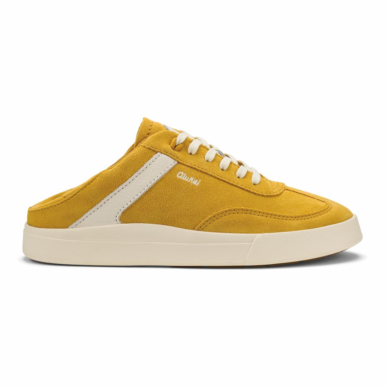 Olukai Hā‘upu Leather Sneakers - Mustard / Off White | Women Sneakers