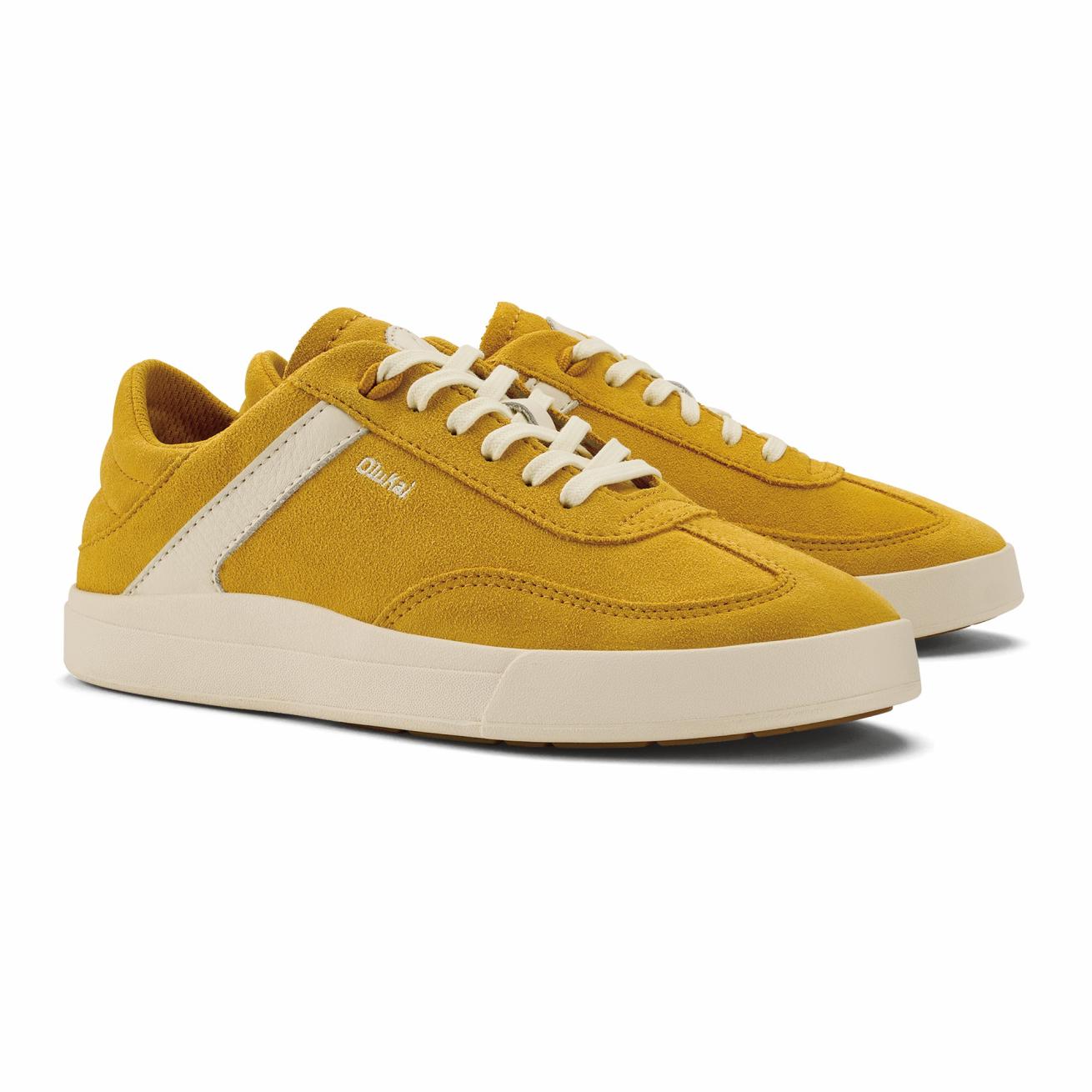 Olukai Hā‘upu Leather Sneakers - Mustard / Off White | Women Sneakers